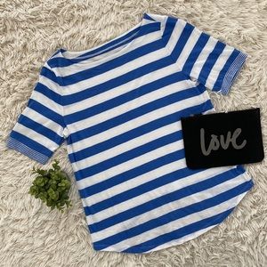 Loft Vintage Soft Boatneck Stripe Tee 💗 Blue & White